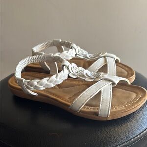 American Exchange White Braided Sandals